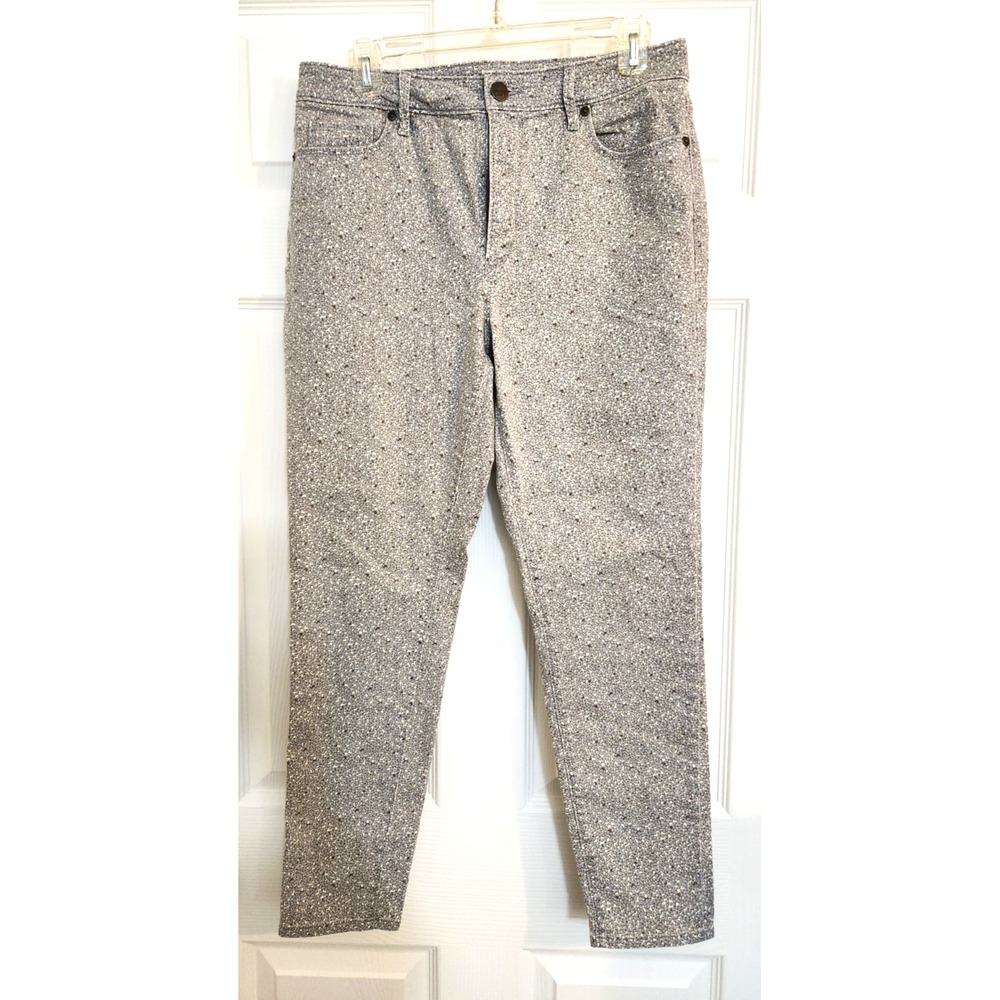 Ann Taylor Loft Jeans Size 10 Print Modern High Waist Skinny Leg Ankle Pants